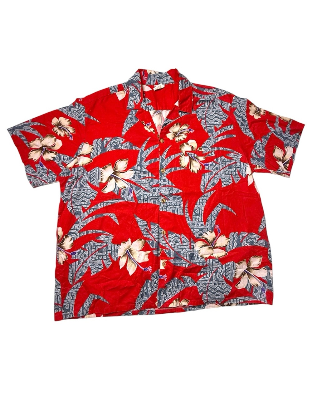 Vintage Barefoot In Paradise Hawaii flower button up shirt